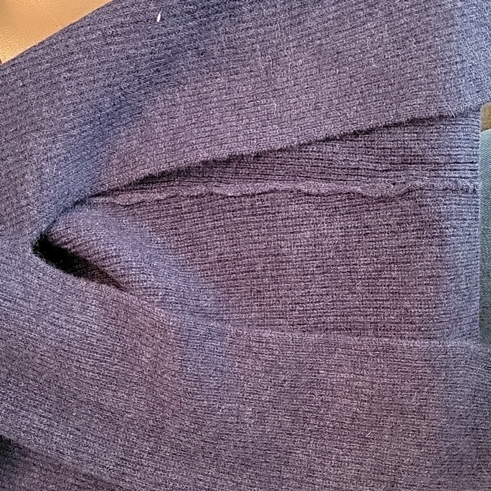 Calme By Johnny Was Wide Leg Trousers Knit Split Hem Pant Sweatpant Navy Blue - Picture 5 of 12